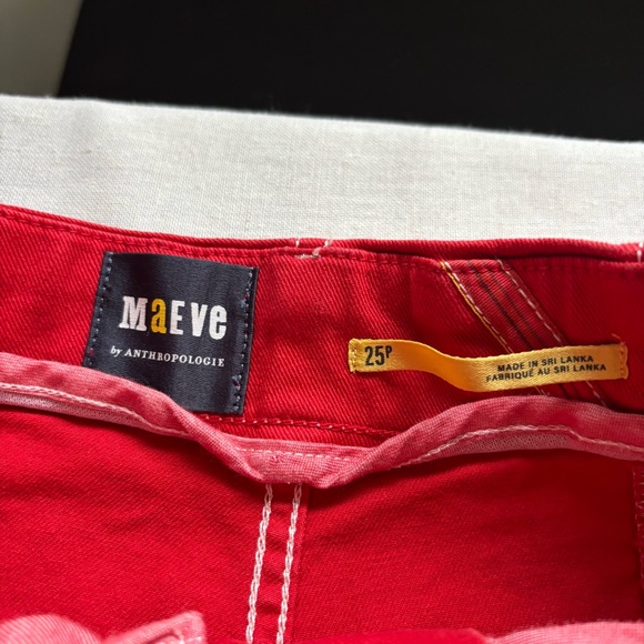 Anthropologie Maeve Delaney Mid Rise Wide Leg Flare Jeans Red 25 - Picture 3 of 10